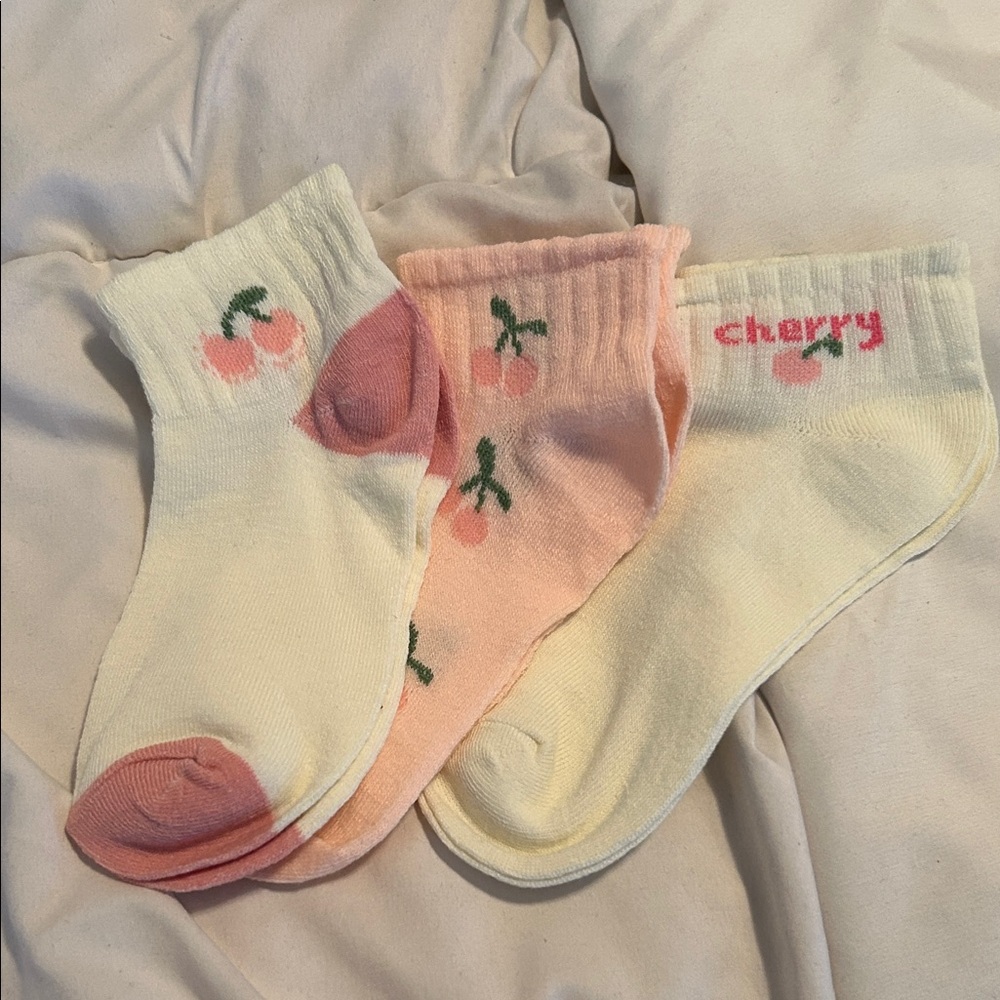 Charming Cherry Kids Socks Set - Cream and Peach